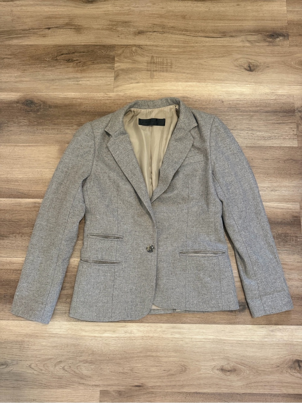 Jenni Kayne Women’s Wool Silk Blazer Gray Medium Single Button Business Casual